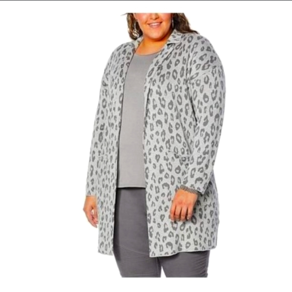 BY GIULIANA Gray Leopard Duster
